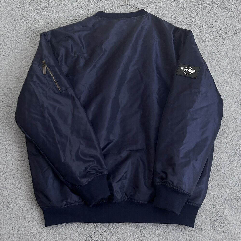 Hard Rock Guitar Co. Full Zip Quilted Navy Bomber Jacket Size XL - Picture 11 of 12